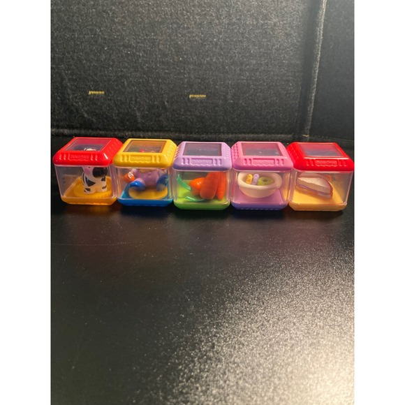 Fisher-Price Other - Fisher-Price Peek-a-Blocks Sensory Stacking Blocks Zebra Clown Food Set of 5